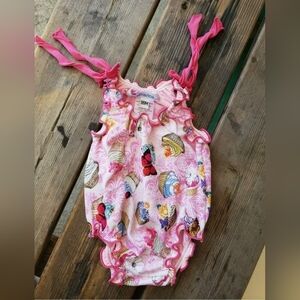 SUBMARINE SZ 18M VGUC PINK  w/ CUPCAKE bubble style swimsuit